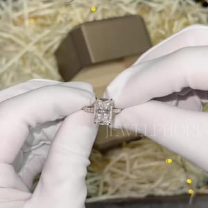 2.0CT Radiant Cut Moissanite Engagement Ring | Diamond Ring | Hidden Halo Pave Diamond Ring | Anniversary Ring | Promise Ring For Her
