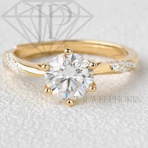 1 Carat Round Cut Solitaire Ring in White Gold (Rhodium) over Sterling Silver - Classic Engagement Ring - Promise Ring Wedding Ring 6-Prongs
