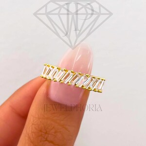 Baguette Moissanite Eternity Band Full Eternity Ring Stacking Wedding Band For Women Anniversary Gift For Her Statement Jewelry Ring