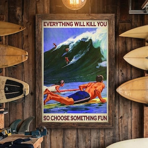 Surfing Art Print - Motivational Retro Wall Decor (Digital Download) image 1