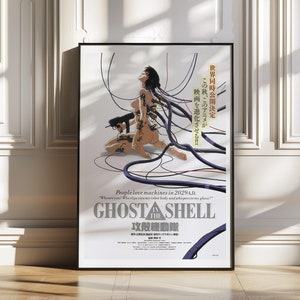 Ghost in the Shell Anime Poster - Cyberpunk Futuristic Artwork with Major Kusanagi - Iconic 90s Sci-Fi Animation Wall Art | Japanese style