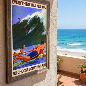 Surfing Art Print - Motivational Retro Wall Decor (Digital Download) image 8