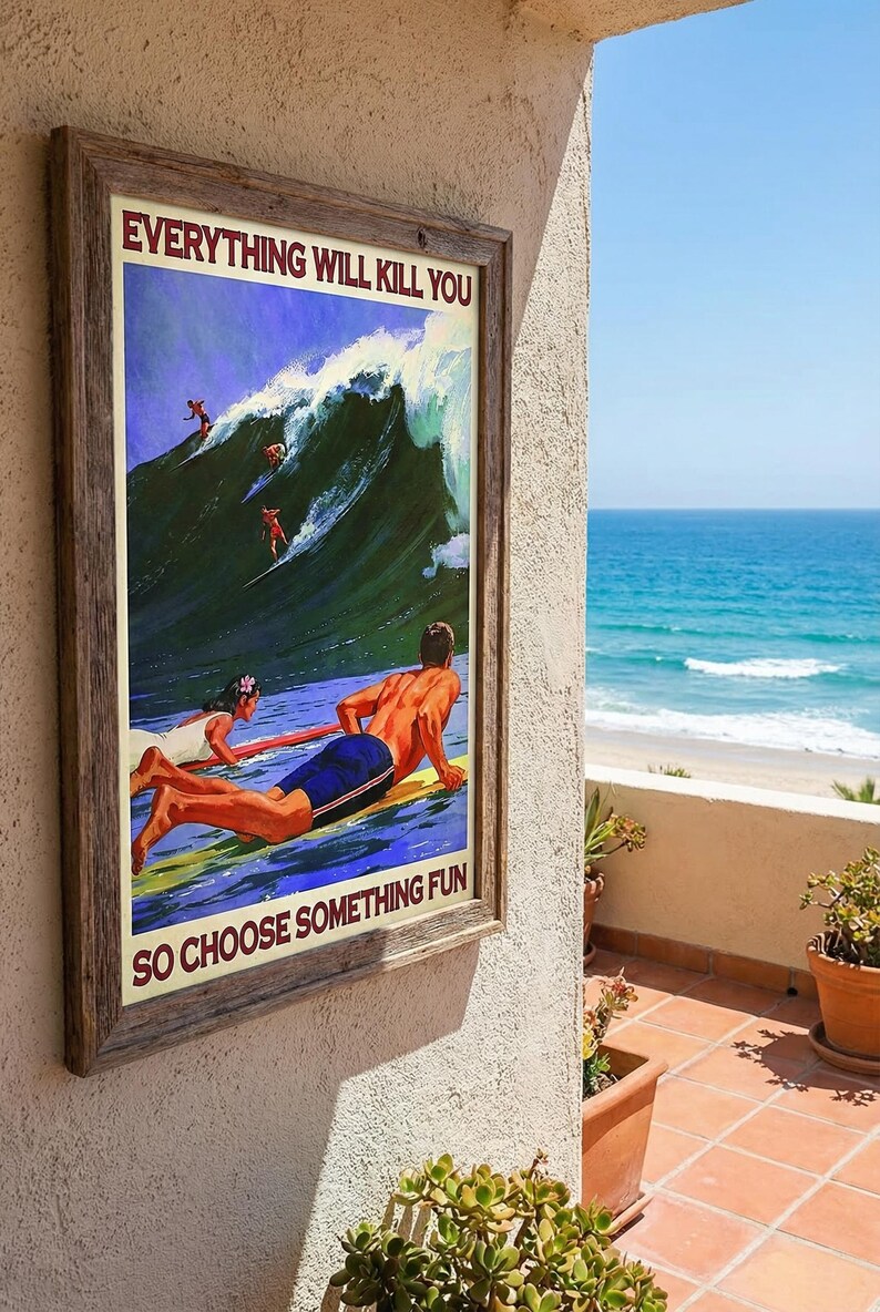 Surfing Art Print - Motivational Retro Wall Decor (Digital Download) image 8
