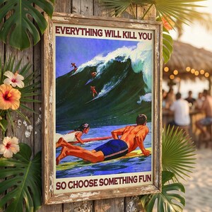Surfing Art Print - Motivational Retro Wall Decor (Digital Download) image 4