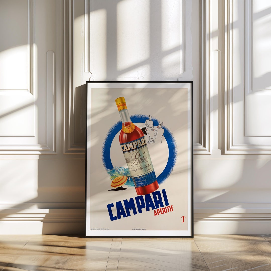 Vintage Campari Bitter Poster | Italian Aperitif, Retro Bar Decor ...