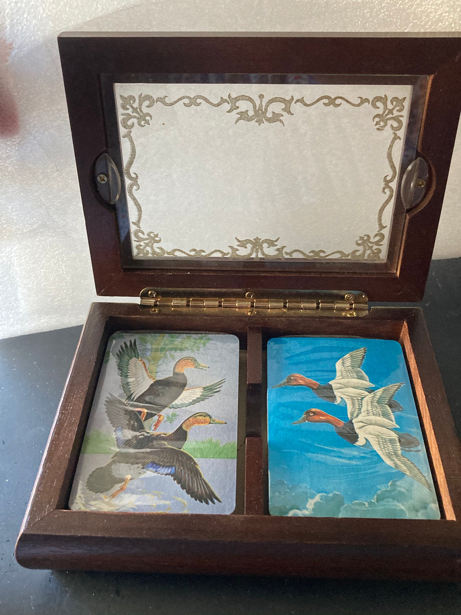 Duck Playing Cards 2 Unopened Decks in Wood Playing Card Box Etsy