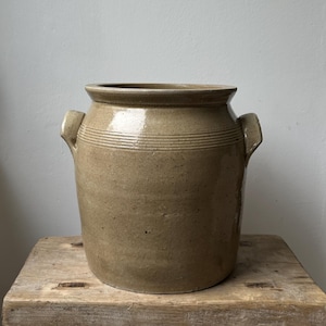 Antique French Stoneware Confit Pot, Vintage French Vessel, Confit Jar, Gray Organic Vase, Storage Pot, Utensils Holder, Vintage French Pot