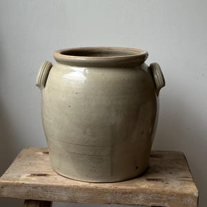 Antique French Stoneware Confit Pot, Vintage French Vessel, Confit Jar, White Organic Vase, Storage Pot, Utensils Holder, Vintage French Pot