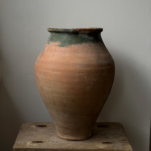 Antique Rustic Vessel, Vintage Clay Pot, Clay Urn, Wabi Sabi Vase, Terracotta Olive Jar, Rustic Pot, Old Pottery, Rustic Primitive Decor