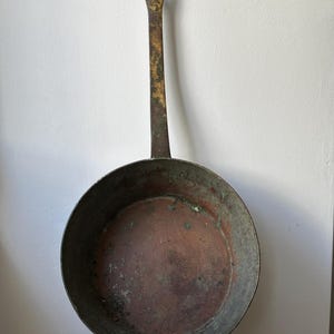 Antique French Copper Cooking Pan, Vintage Cooking Pot, Primitive Cooking Pot, Vintage Farmhouse Wall Decor, Copper Display Pan, Vintage Pot