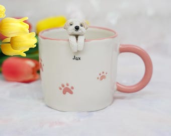 Haustier-Becher mit Haustier-Abbildung handgemachter keramischer Becher Peekaboo-Haustier-Becher-Gedenkgeschenk für Haustier-Besitzer personifizierter Hund/Katze innerhalb Becher-Kaffeetasse
