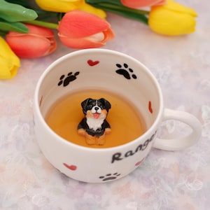 Custom Pet Mug with 3D Dog/Cat Figure Handmade Ceramic Mug Peekaboo Pet Mug Memorial Gift for Pet Lovers Personalized Pet Mug Coffee Cup
