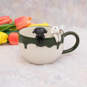 Haustier-Becher mit Haustier-Abbildung handgemachter keramischer Becher Peekaboo-Haustier-Becher-Gedenkgeschenk für Haustier-Besitzer personifizierter Hund/Katze innerhalb Becher-Kaffeetasse