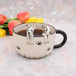 Haustier-Becher mit Haustier-Abbildung handgemachter keramischer Becher Peekaboo-Haustier-Becher-Gedenkgeschenk für Haustier-Besitzer personifizierter Hund/Katze innerhalb Becher-Kaffeetasse