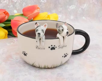 Haustier-Becher mit Haustier-Abbildung handgemachter keramischer Becher Peekaboo-Haustier-Becher-Gedenkgeschenk für Haustier-Besitzer personifizierter Hund/Katze innerhalb Becher-Kaffeetasse