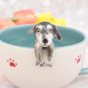 Haustier-Becher mit Haustier-Abbildung handgemachter keramischer Becher Peekaboo-Haustier-Becher-Gedenkgeschenk für Haustier-Besitzer personifizierter Hund/Katze innerhalb Becher-Kaffeetasse