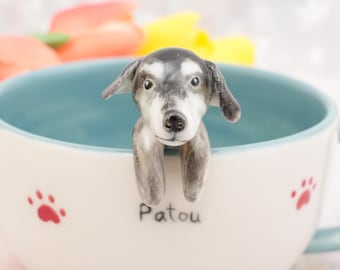 Haustier-Becher mit Haustier-Abbildung handgemachter keramischer Becher Peekaboo-Haustier-Becher-Gedenkgeschenk für Haustier-Besitzer personifizierter Hund/Katze innerhalb Becher-Kaffeetasse