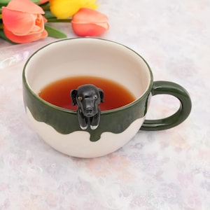Haustier-Becher mit Haustier-Abbildung handgemachter keramischer Becher Peekaboo-Haustier-Becher-Gedenkgeschenk für Haustier-Besitzer personifizierter Hund/Katze innerhalb Becher-Kaffeetasse