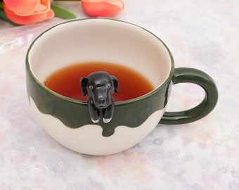 Haustier-Becher mit Haustier-Abbildung handgemachter keramischer Becher Peekaboo-Haustier-Becher-Gedenkgeschenk für Haustier-Besitzer personifizierter Hund/Katze innerhalb Becher-Kaffeetasse