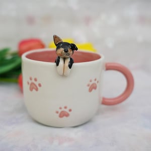 Haustier-Becher mit Haustier-Abbildung handgemachter keramischer Becher Peekaboo-Haustier-Becher-Gedenkgeschenk für Haustier-Besitzer personifizierter Hund/Katze innerhalb Becher-Kaffeetasse
