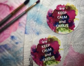 Keep Calm and Create Vinyl Stickers, Set of 2