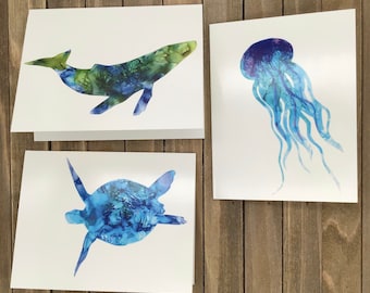 Sea Life Note Cards, Set of 6