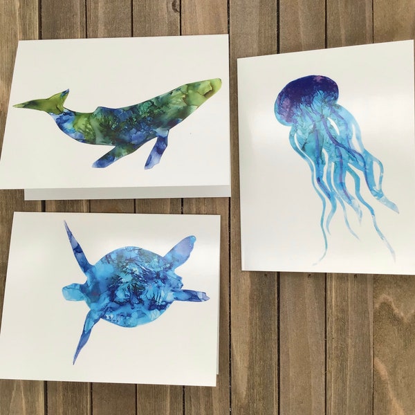Sea Life Note Sea Life Note Cards - Etsy