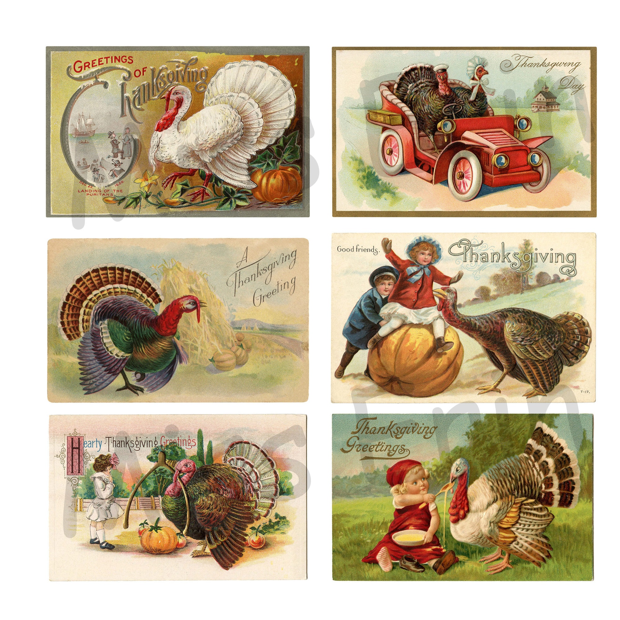 Vintage Thanksgiving Postcards Collage, Fall Ephemera (digital Download ...