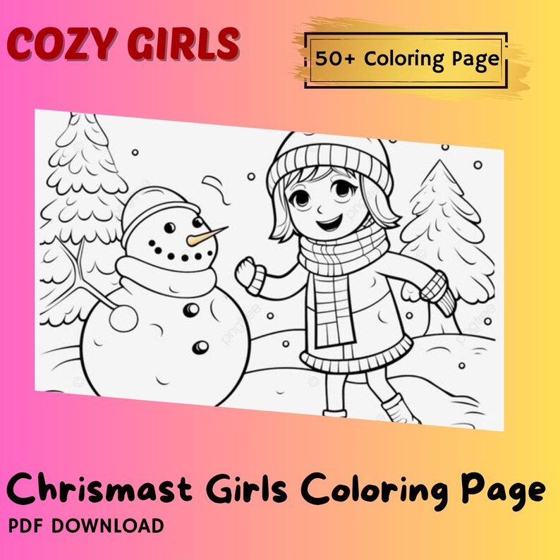Christmas Girls Coloring Page, Cozy Girls Coloring Book for the Girlies ...