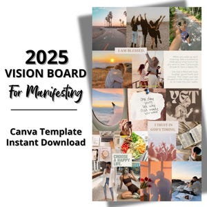 2025 Vision Board for manifestation, Mood Board Kit, Digital Vision Board Templates, Printable, Scrapbook Kit, 2025 Goals Kit