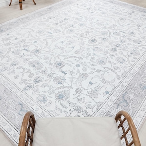 Soft Blue Oushak inspired Hand Knotted Rug 4x6, 5x8, 6x9, 8x10, 9x12, 10x14 ft Handmade Rugs for Living Room - Antique Contemporary rug