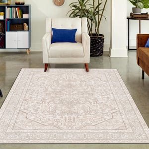 Exquisite Beige Oushak style Hand Knotted Rug 4x6, 5x8, 6x9, 8x10, 9x12, 10x14 ft Handmade Rugs for Living Room - Antique Contemporary rug