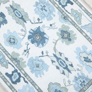 Tapis de passage Oushak vert blanc, 3 x 5 tapis floral turc vintage couloir couloir entrée chambre cuisine salle de bain, 4 x 6, 2 x 5, 5 x 8, 9 x 12 toutes les tailles