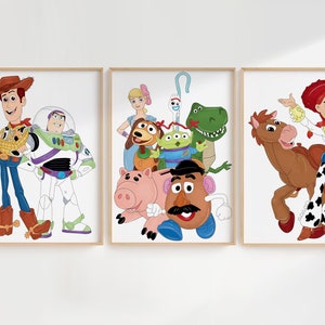 Fun and Colorful Toy Inspired Wall Art, Set of 3 Nursery Prints, Kids Playroom Decor, Toddlers Bathroom Decoration