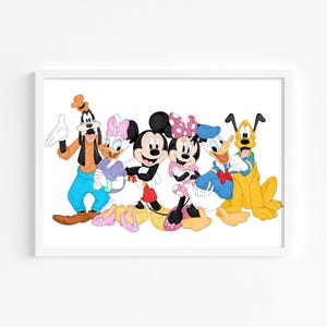 Classic Cartoon Freunde Gruppe Porträt Wand Kunst Druck