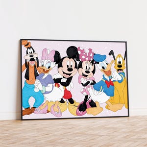 Modern Mickey & Friends Horizontal Print, Nursery Wall Art, Kids Bedroom Decor, Gender Neutral Toddler Decoration