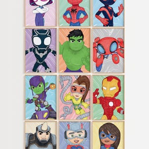 Colorful Vibrant Spidey & Friends Wall Art, Choice of up to 12 Prints, Kids Playroom Decor, Superheroes Nursery