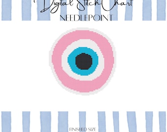 Pink evil eye- digital stitch chart for needle point