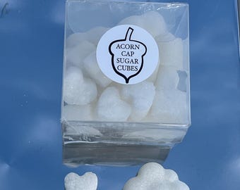 Box of 40 Hearts and 3 Clouds Pure Cane Sugar Cubes sweetener sugar melts 43 hand pressed sugar decor cupcake  coffee tea party host gift