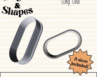 Long Oval Cookie Cutter STL File: 5 Sizes (Digital Download)