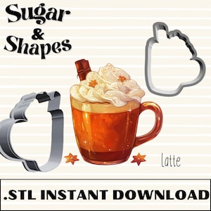 Latte STL Cookie Cutter File Instant Digital Download 3d Printer Custom Cookie Cutter for Royal Icing Sugar Cookies