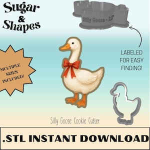 Silly Goose クッキーカッター STL デジタルファイル 即時ダウンロード 5 サイズ収録