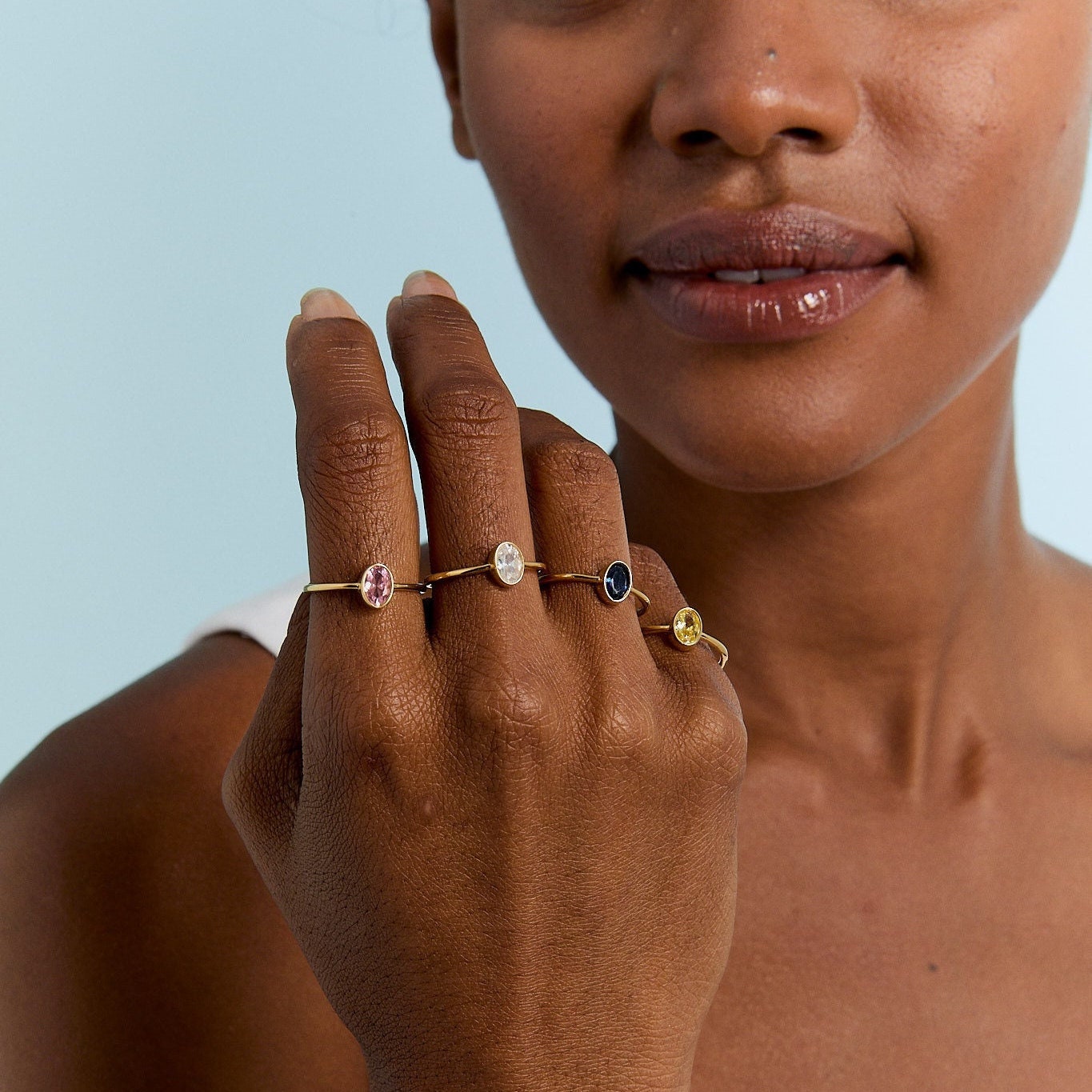 Gold Birthstone Stacking Ring, Personalized Bezel-Set Solitaire Band, Minimalist-Handcrafted Heirloom Jewelry, Meaningful Keepsake Gift Mom