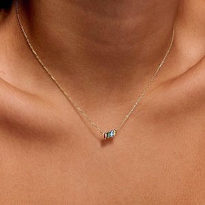 Collar con piedra de nacimiento baguette, barra con piedra de nacimiento familiar, collar personalizado para mamá, regalo para ella, regalo para la abuela, regalo de Navidad