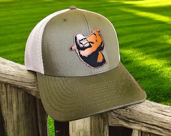 Bigfoot Swinging a Golf Club Hat | Sasquatch | Golf Hat | Funny Gift | Trucker Hat | Patch Hat | Gift | Fathers Day Gift