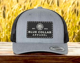 Blue Collar Apparel | Leather Patch Trucker Hat | Perfect Gift | Trades | Blue Collar