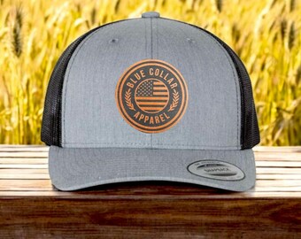 Blue Collar Apparel | Leather Patch Trucker Hat | Perfect Gift | Trades | Blue Collar
