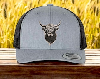 Highland Cow Hat | Trucker Hat | Patch Hat | Gift | Birthday | Holiday Gift | Christmas Gift