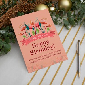 Élégantes cartes de voeux d'anniversaire (paquet de 5), jeu de cartes, papeterie, faire-part, carte de correspondance, occasion spéciale, design unique