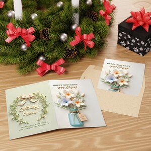 Cartões de aniversário florais para a mãe, perfeitos para aniversários, comemorações, dia das mães, cartões feitos à mão, 1 ou 10 peças